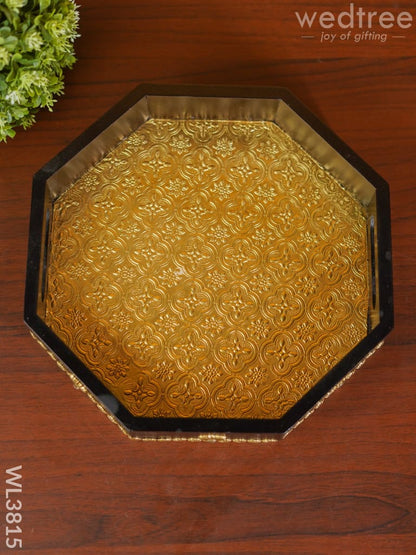 Brass Fitted Hexagon Shaped Tray - 11 inch