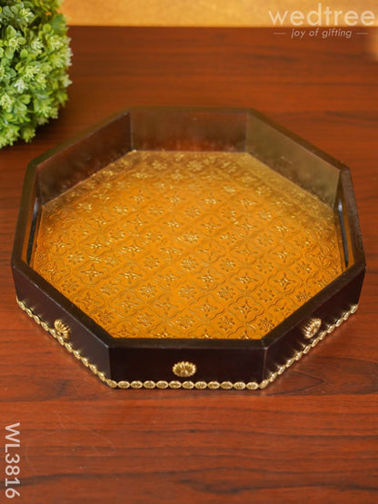 Brass Fitted Hexagon Shaped Tray - 13 inch