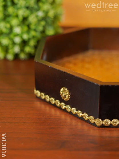 Brass Fitted Hexagon Shaped Tray - 13 inch