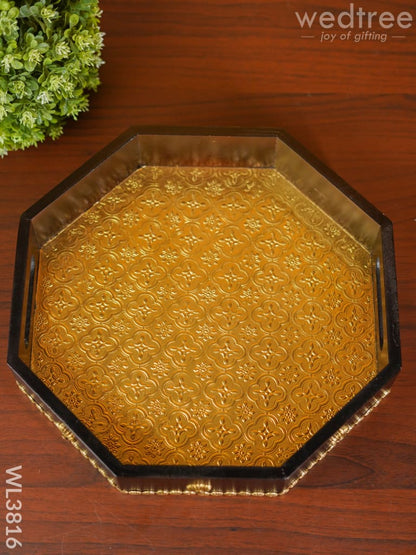 Brass Fitted Hexagon Shaped Tray - 13 inch