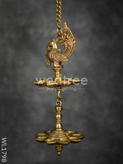 Brass Hanging Peacock 2-Step Diya