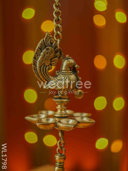 Brass Hanging Peacock 2-Step Diya