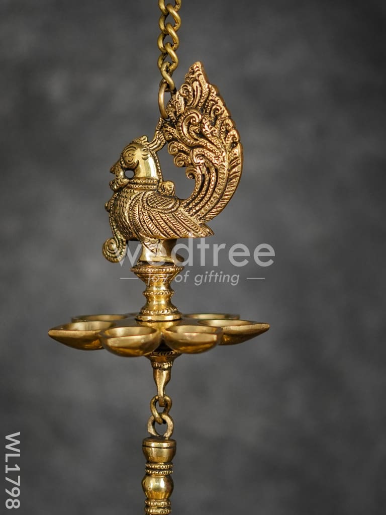 Brass Hanging Peacock 2-Step Diya