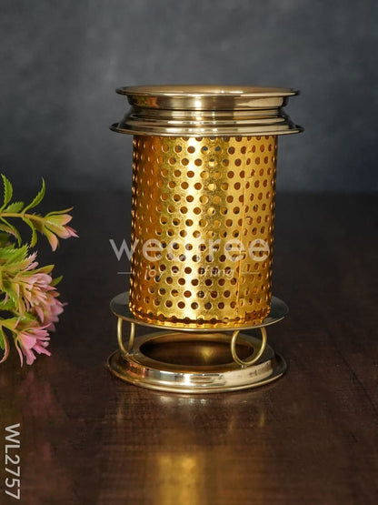 Brass Jhaali Lamp with Diya - 5 inch