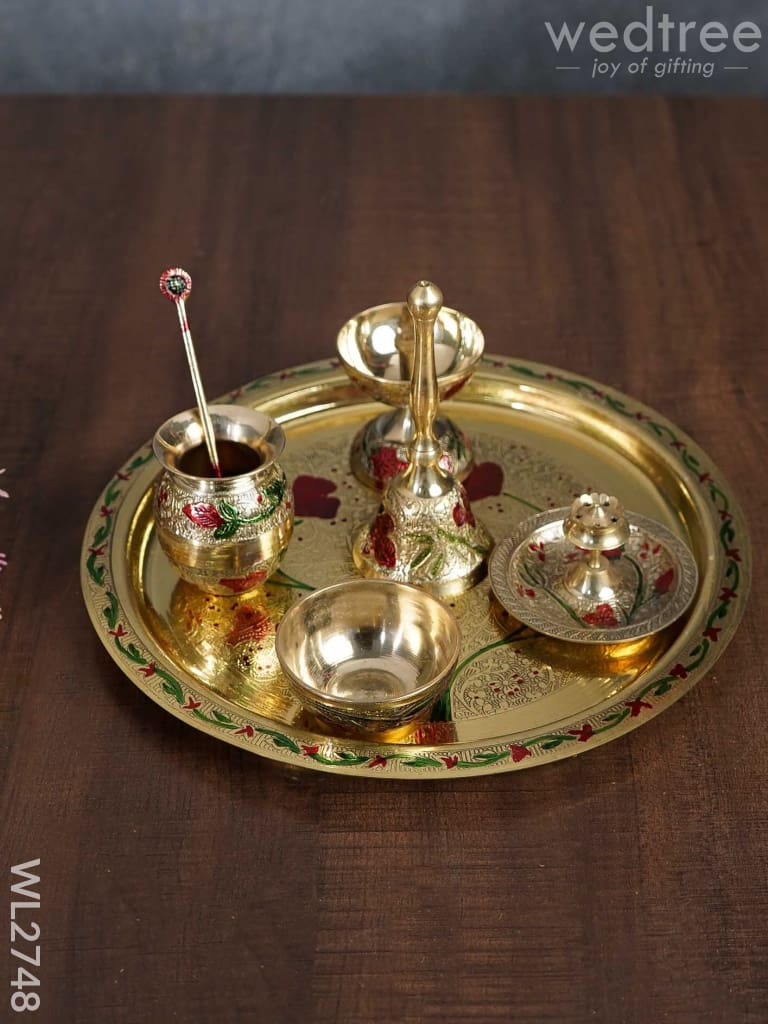 Brass (Meenakari) Pooja Thali Set