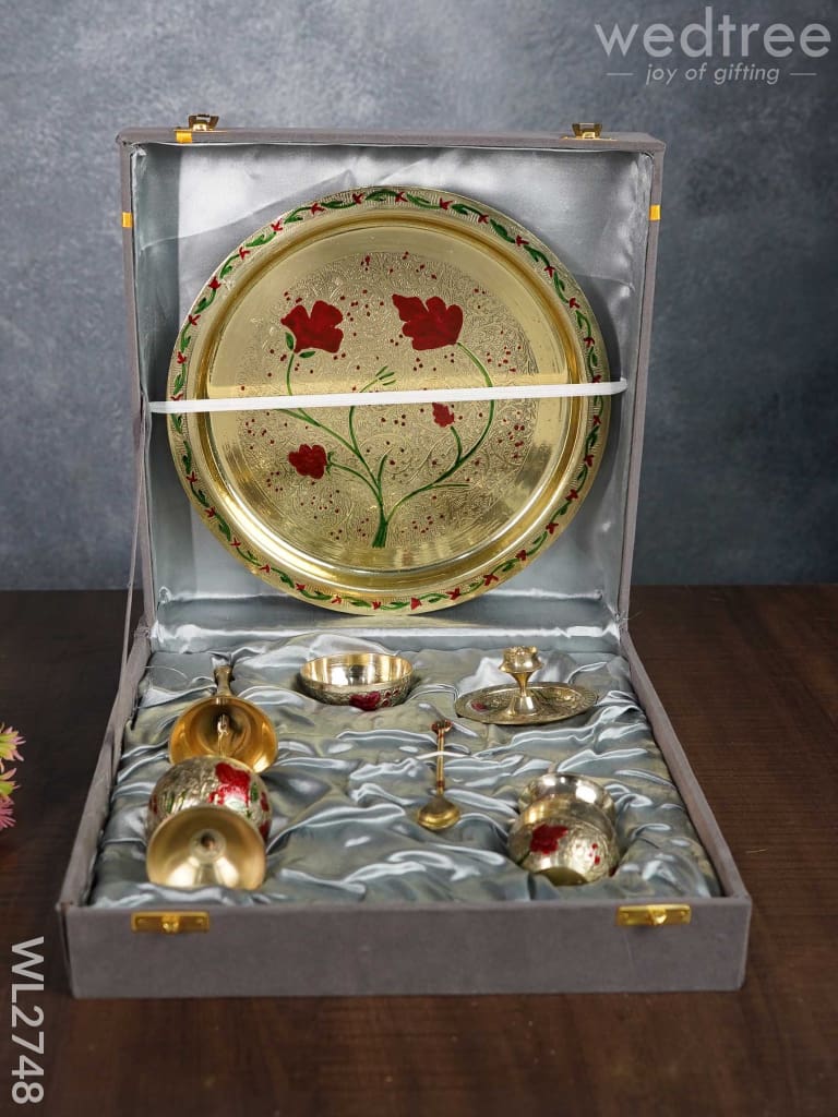 Brass (Meenakari) Pooja Thali Set