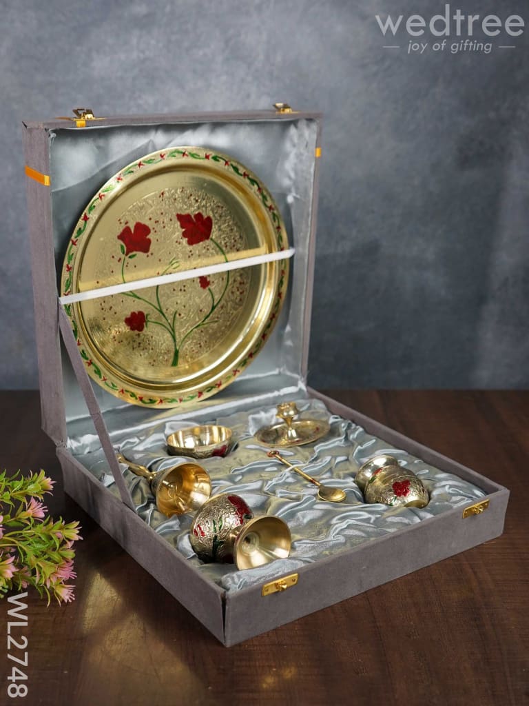 Brass (Meenakari) Pooja Thali Set