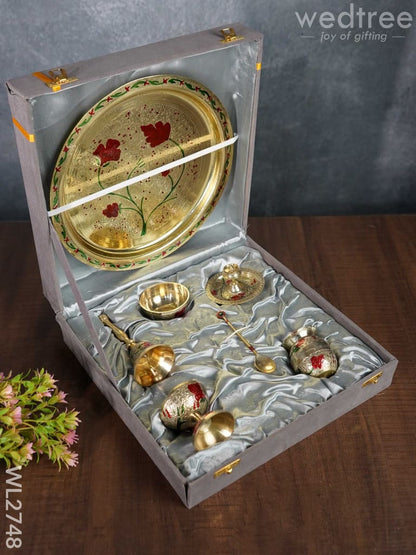 Brass (Meenakari) Pooja Thali Set