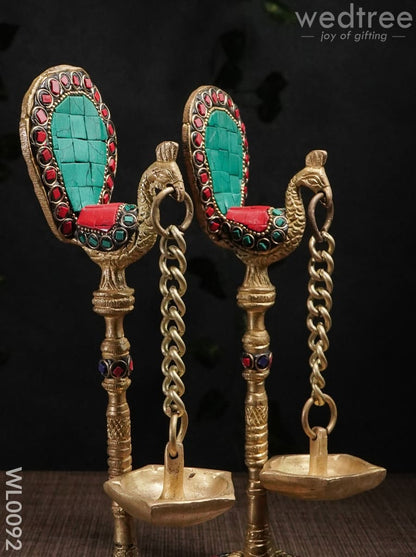 Peacock Stand with Hanging Diya