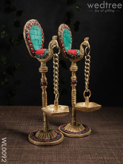 Peacock Stand with Hanging Diya