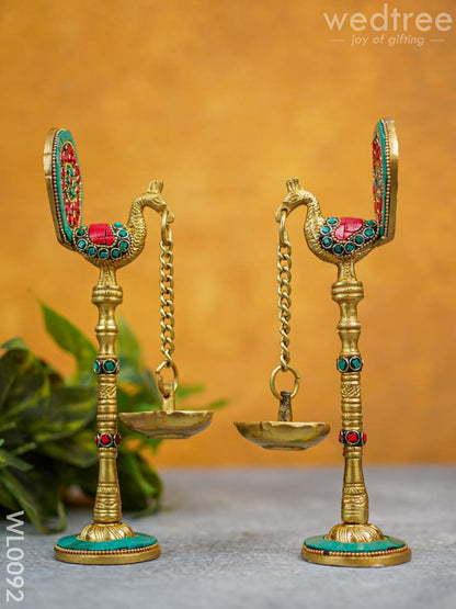 Peacock Stand with Hanging Diya