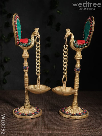 Peacock Stand with Hanging Diya