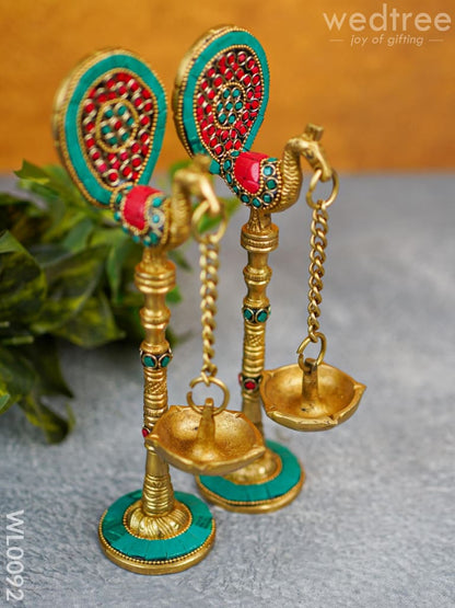 Peacock Stand with Hanging Diya