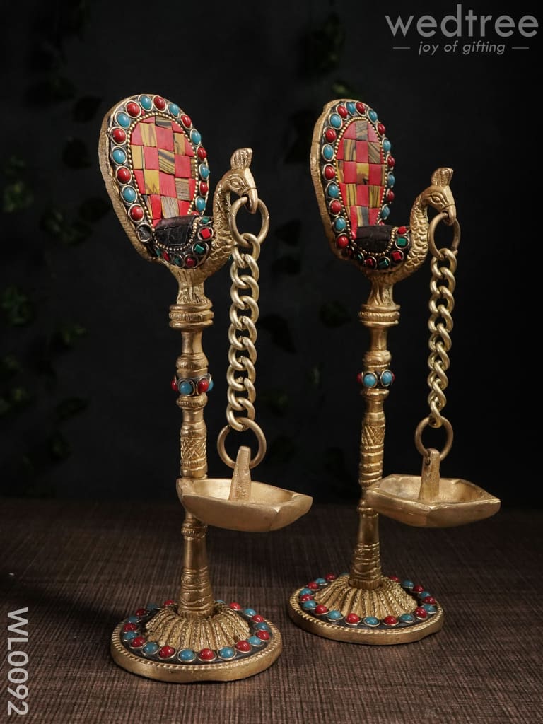 Peacock Stand with Hanging Diya