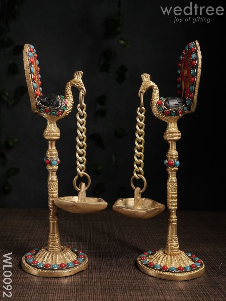 Peacock Stand with Hanging Diya