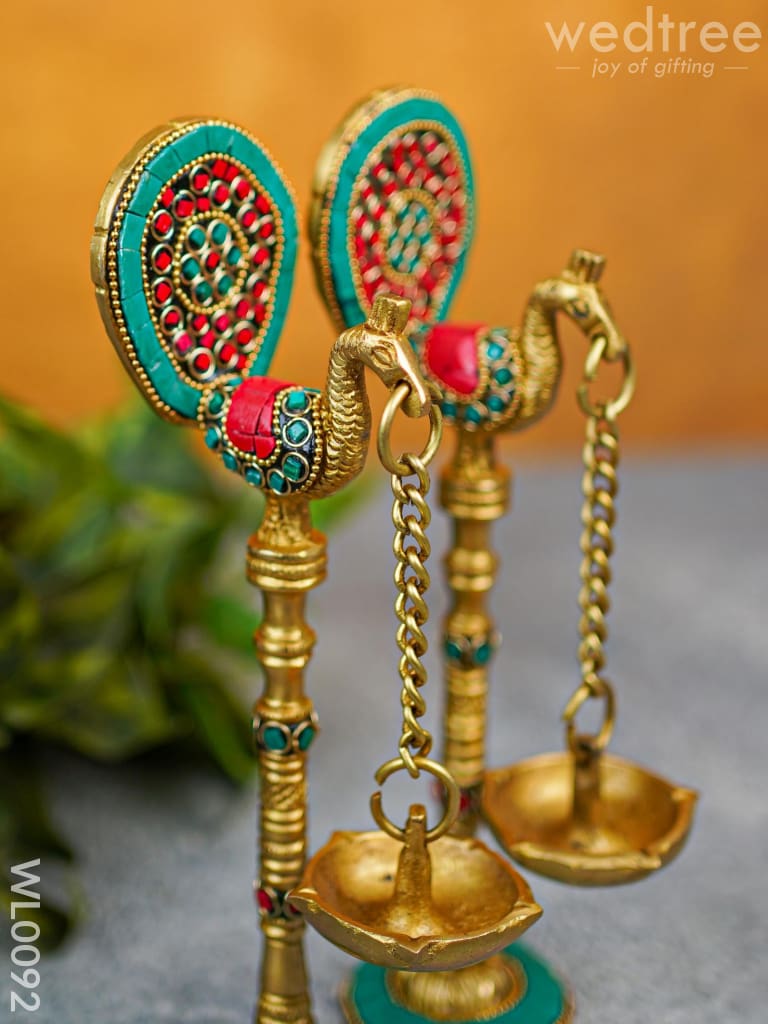 Peacock Stand with Hanging Diya