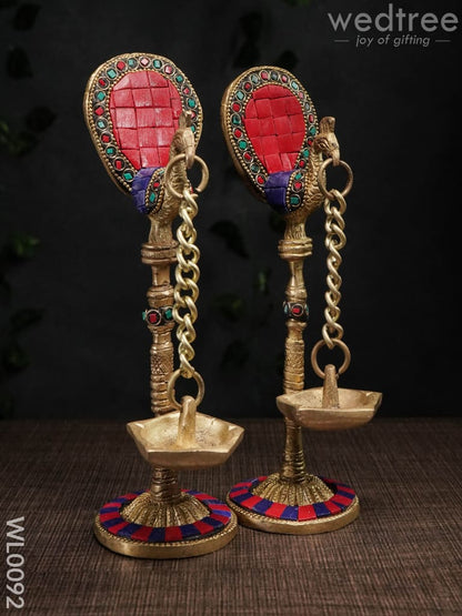 Peacock Stand with Hanging Diya