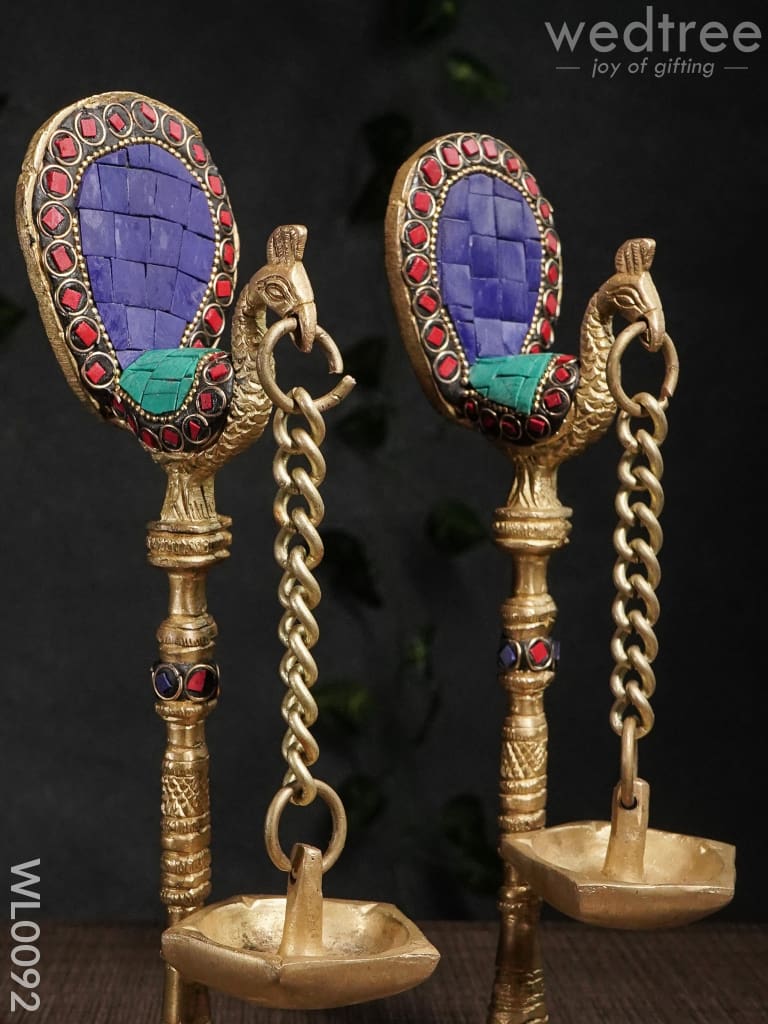 Peacock Stand with Hanging Diya