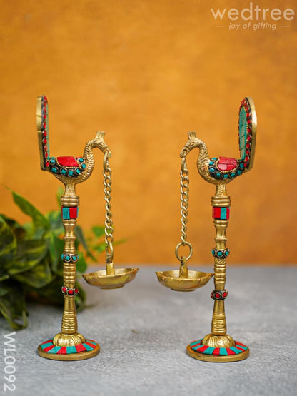 Peacock Stand with Hanging Diya