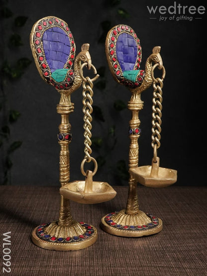 Peacock Stand with Hanging Diya