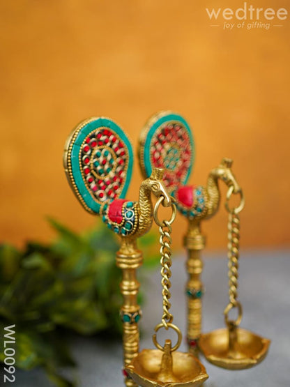 Peacock Stand with Hanging Diya