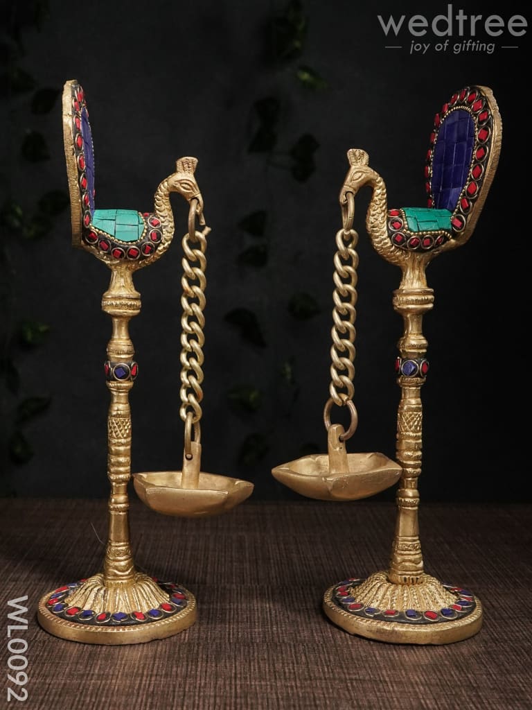 Peacock Stand with Hanging Diya