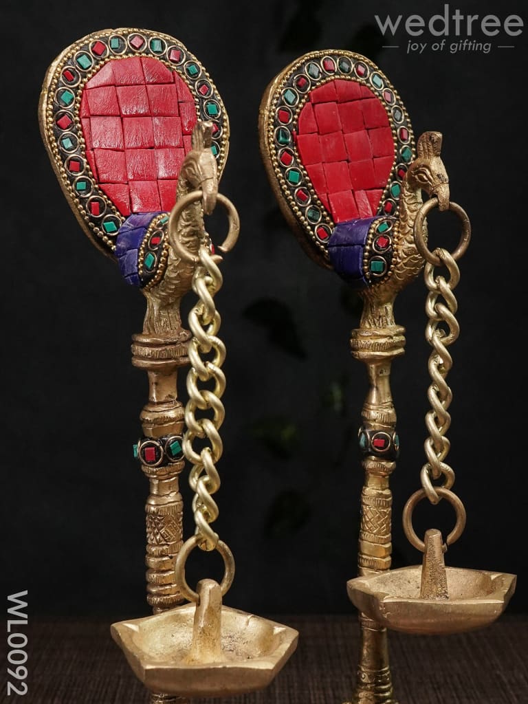 Peacock Stand with Hanging Diya