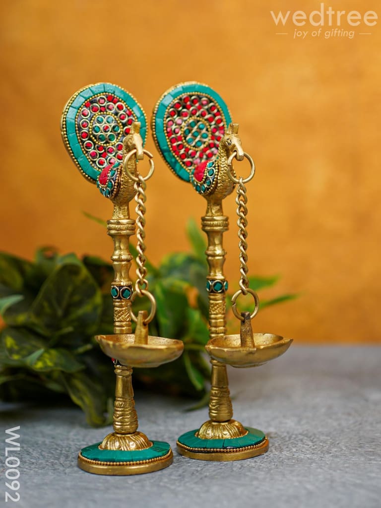 Peacock Stand with Hanging Diya