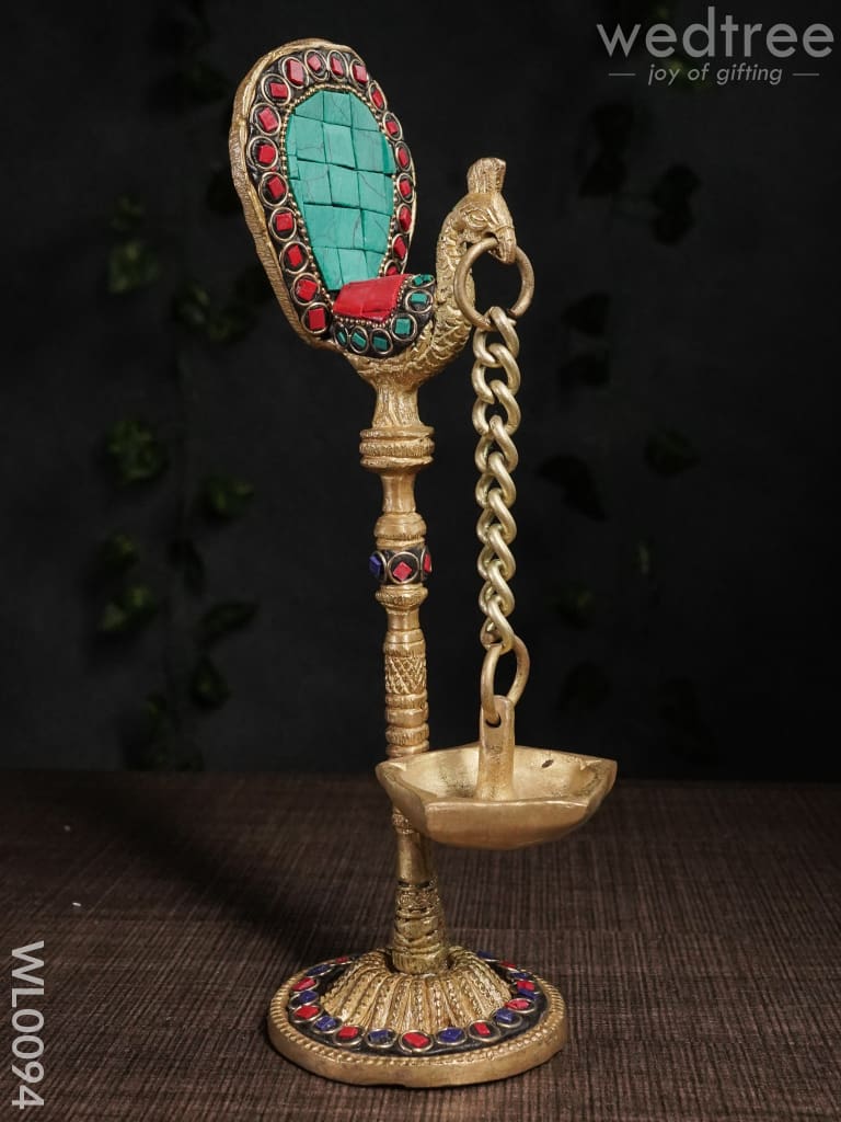 Peacock Stand with Hanging Diya