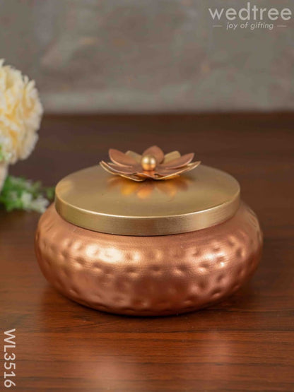 Copper Coated Dry Fruit container with Brass Lid