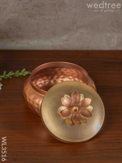 Copper Coated Dry Fruit container with Brass Lid