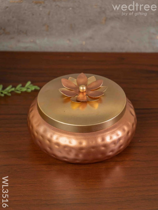 Copper Coated Dry Fruit container with Brass Lid