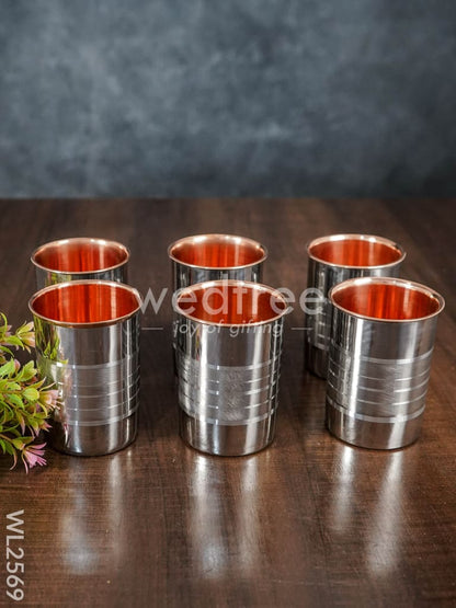 Copper with Stainless Steel Glass - Set of 6