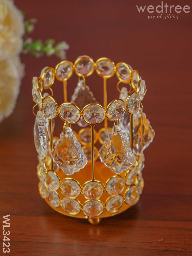 Crystal Candle Holder - Gold Finish