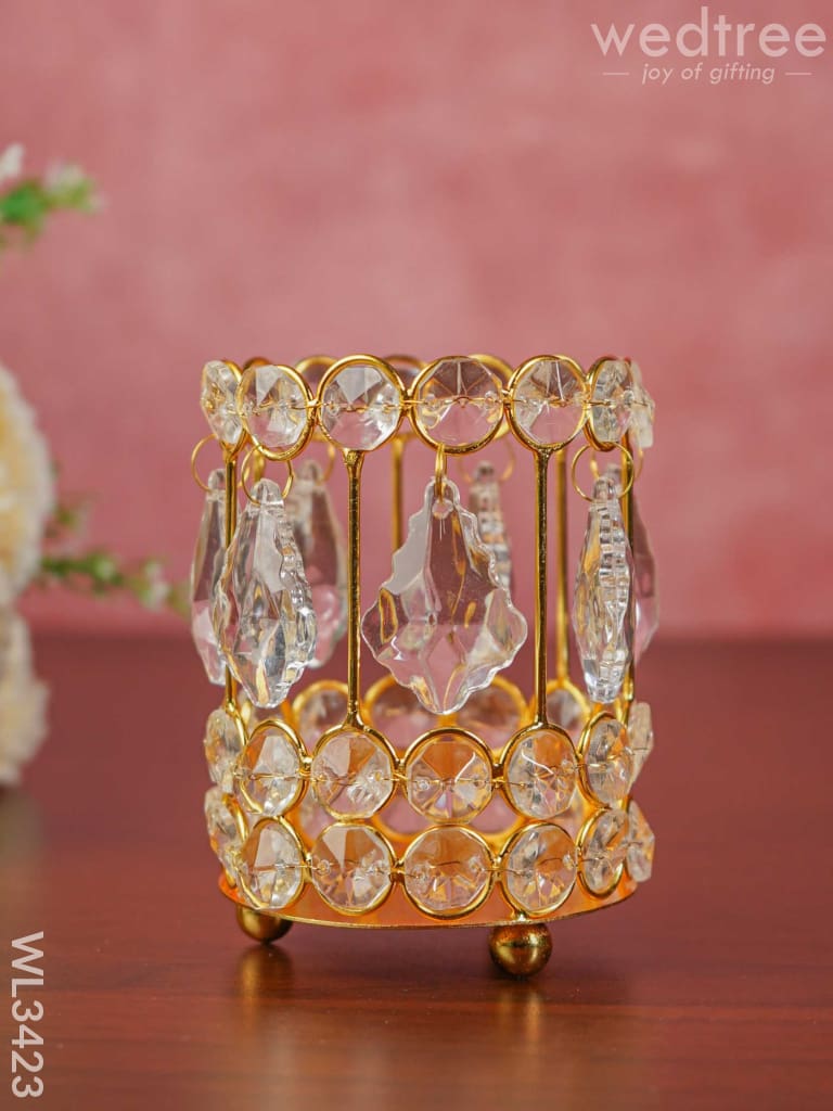 Crystal Candle Holder - Gold Finish