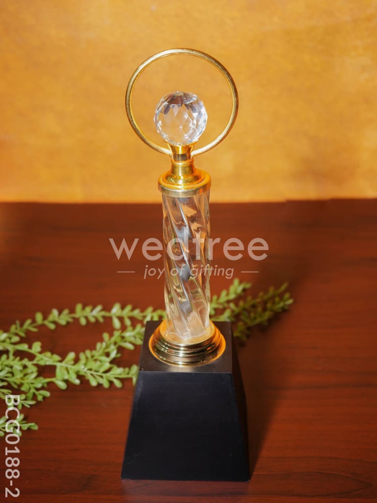 Crystal & Metal Trophy with Wooden Stand