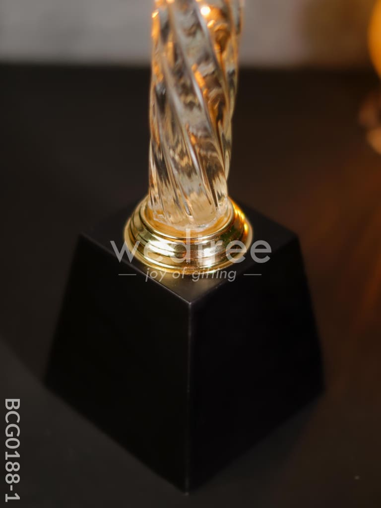 Crystal & Metal Trophy with Wooden Stand