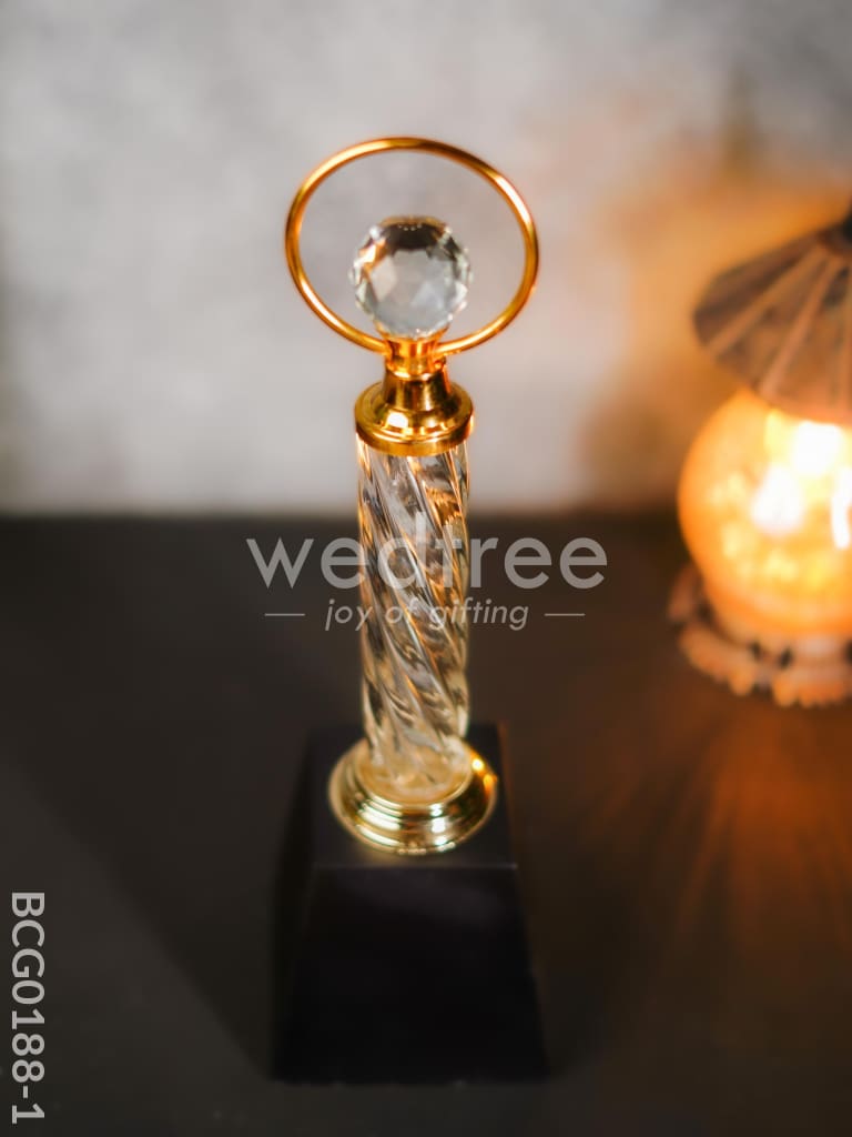 Crystal & Metal Trophy with Wooden Stand