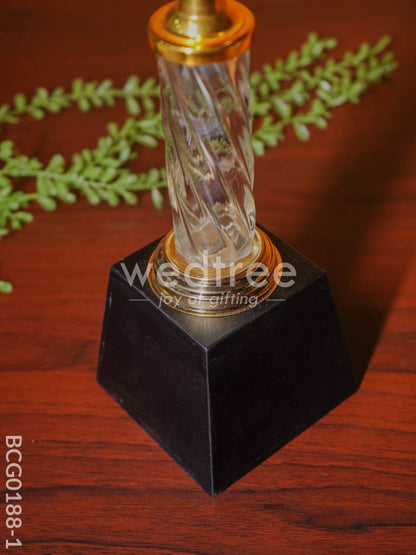 Crystal & Metal Trophy with Wooden Stand