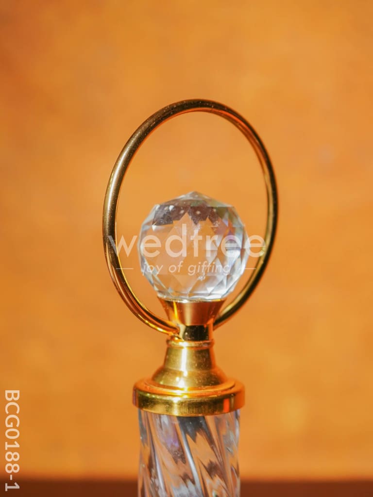 Crystal & Metal Trophy with Wooden Stand