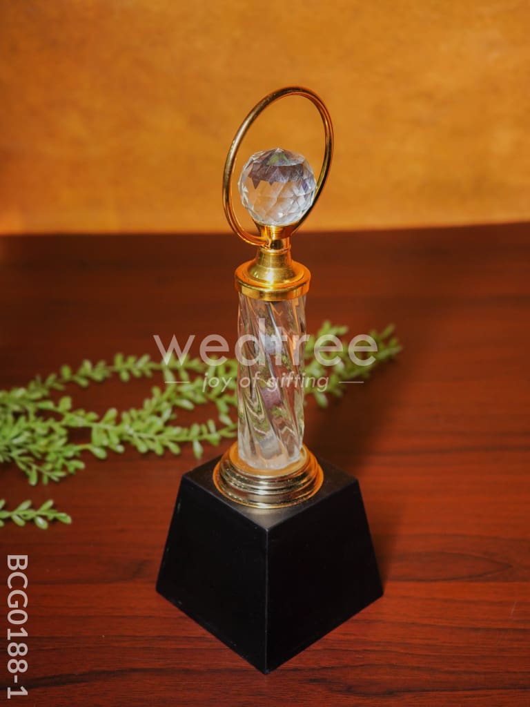 Crystal & Metal Trophy with Wooden Stand