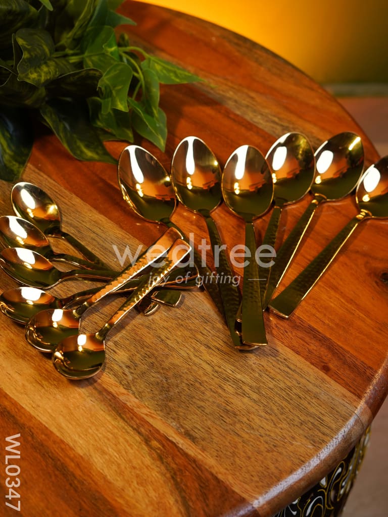 Cutlery Set (Table Spoon, Dessert spoon, Teaspoon and Fork) - Gold (Set of 24 pieces)