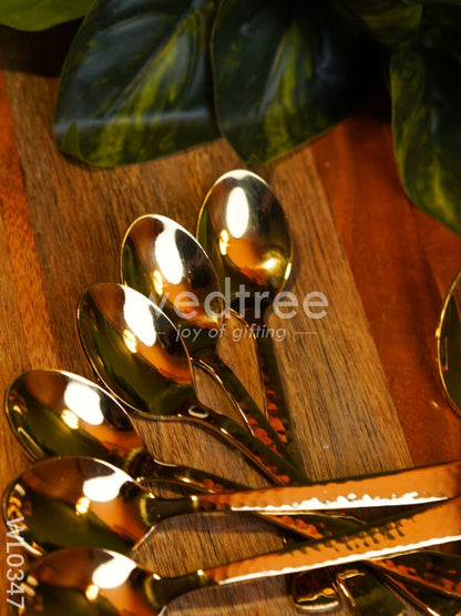 Cutlery Set (Table Spoon, Dessert spoon, Teaspoon and Fork) - Gold (Set of 24 pieces)