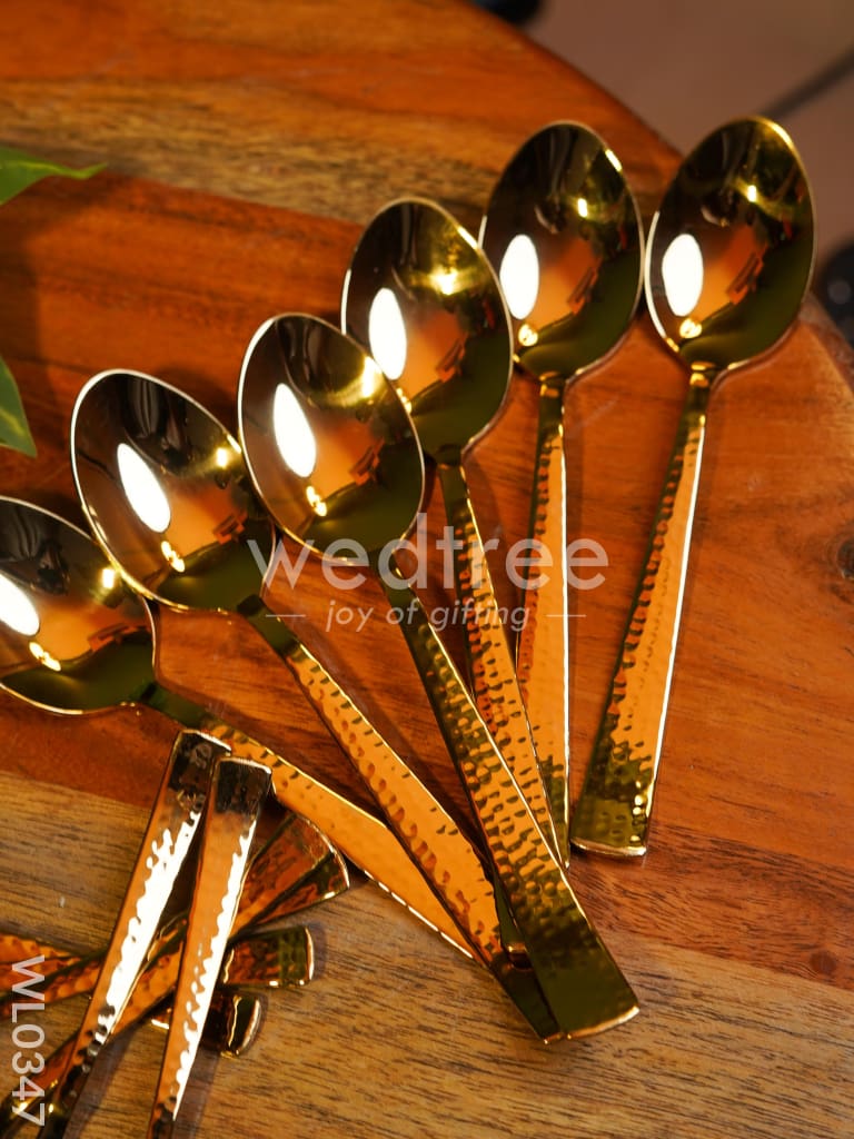 Cutlery Set (Table Spoon, Dessert spoon, Teaspoon and Fork) - Gold (Set of 24 pieces)