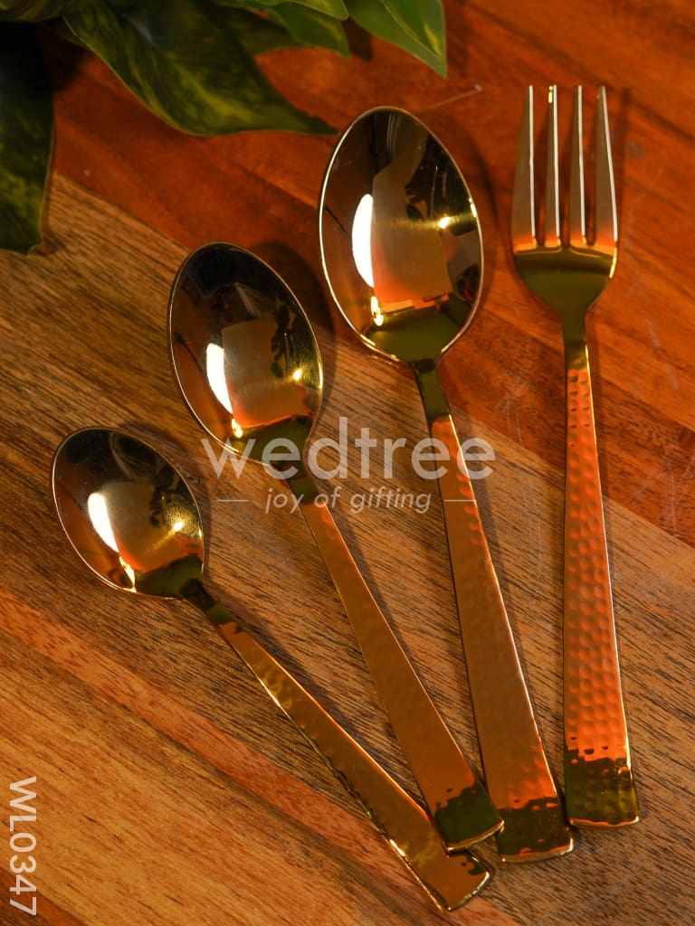 Cutlery Set (Table Spoon, Dessert spoon, Teaspoon and Fork) - Gold (Set of 24 pieces)