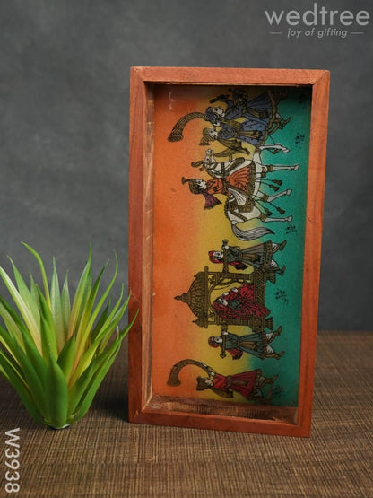 Dark Wood Hand Painted Tray 8 X 4 inch