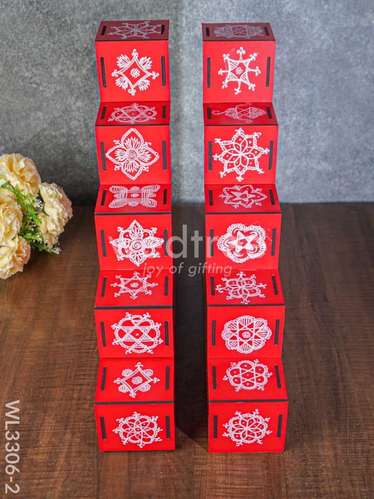 Decorative Dismantible 5 Step Diya Padi - Set of 2