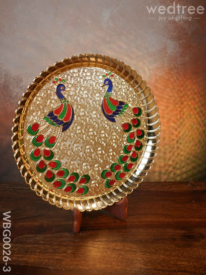 Decorative Double Peacock Designed Fiber Plastic Plate