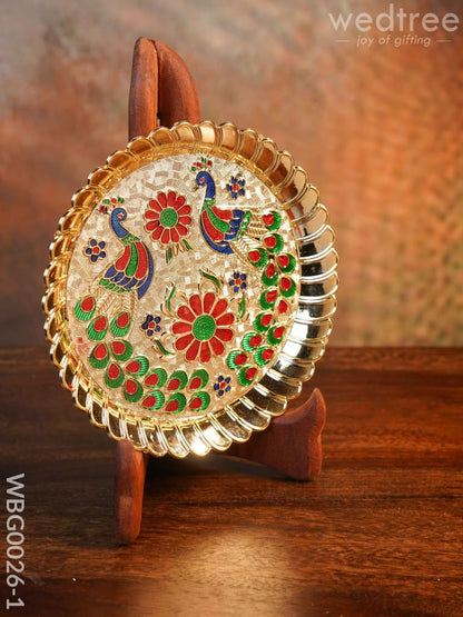 Decorative Double Peacock Designed Fiber Plastic Plate