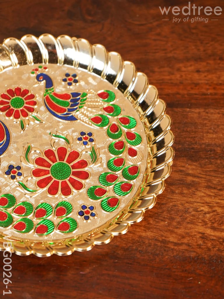 Decorative Double Peacock Designed Fiber Plastic Plate